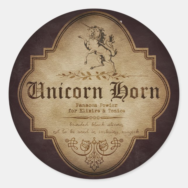 Unicorn Horn Apothecary Classic Round Sticker (Front)