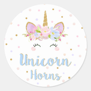 Unicorn Horns Sticker Birthday Party Favour Labels