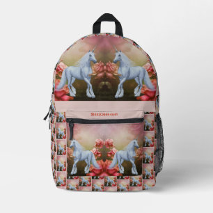 Unicorn Horse And Roses Personalized Printed Backpack