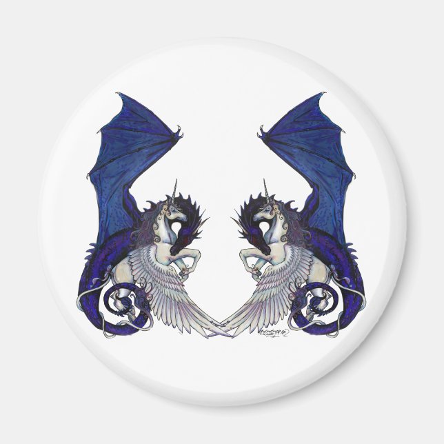 Unicorn Horse Pony Fantasy Dragon Wedding Lovers Magnet (Front)