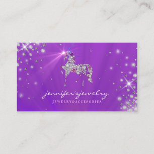 Unicorn horse sparkle purple jeweller diamond business card