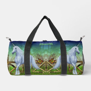 Unicorn Horse Walking Through Gate Personalized Duffle Bag