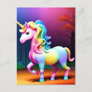 Unicorn Horse with Rainbow Colours  Postcard