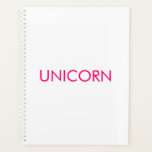 Unicorn hot pink and white minimalist custom planner<br><div class="desc">Unicorn hot pink fuchsia and white minimalist custom Planner.
Customizable hot pink text on white plain solid colour background.

You can choose to leave the text as is or personalize it with your name,  text,  monogram,  initials,  etc</div>