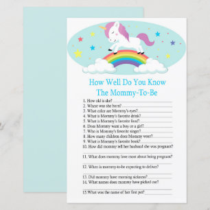 Unicorn how well do you know baby shower game