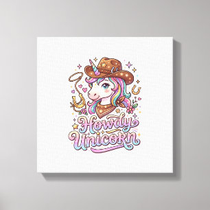 Unicorn Howdy Unicorn Gift Idea Sticker and Shirt Canvas Print