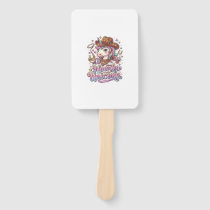 Unicorn Howdy Unicorn Gift Idea Sticker and Shirt  Hand Fan