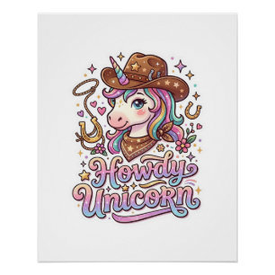 Unicorn Howdy Unicorn Gift Idea Sticker and Shirt  Poster