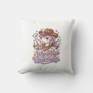 Unicorn Howdy Unicorn Gift Idea Sticker and Shirt  Throw Pillow