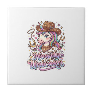 Unicorn Howdy Unicorn Gift Idea Sticker and Shirt Tile