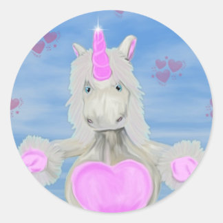Unicorn Hugs Classic Round Sticker