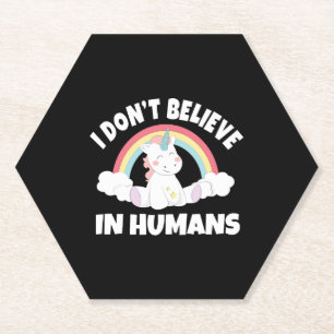 Unicorn humans paper coaster