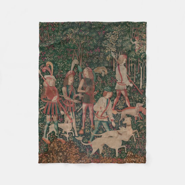 Unicorn Hunt Medieval Art - Hunt Begins Fleece Blanket (Front)