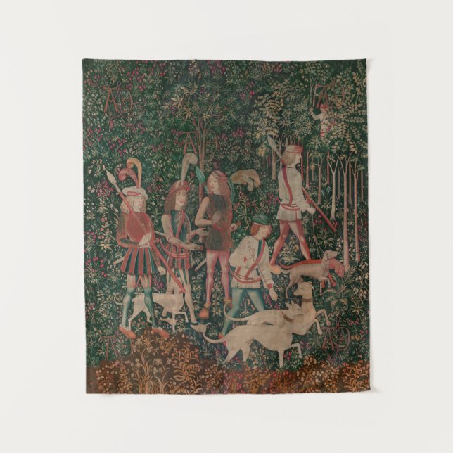 Unicorn Hunt Medieval Art - Hunt Begins Tapestry (Front)