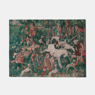 Unicorn Hunt Medieval Art, Unicorn Defends Himself Doormat