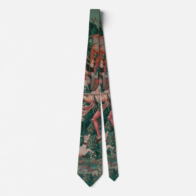 Unicorn Hunt Medieval Art, Unicorn Defends Himself Tie (Front)