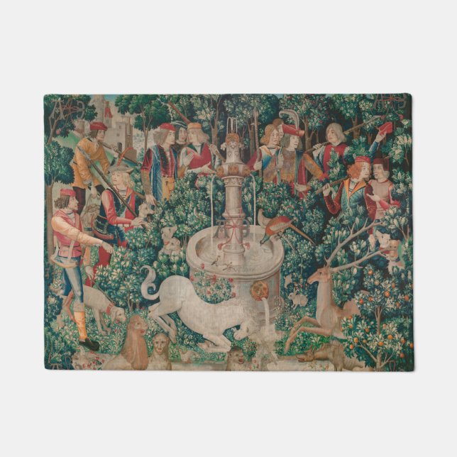 Unicorn Hunt Medieval Art - Unicorn Is Found Doormat (Front)