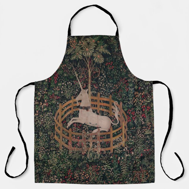 Unicorn Hunt Medieval Art - Unicorn Rests in Garde Apron (Front)