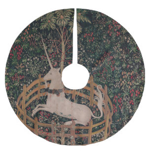 Unicorn Hunt Medieval Art - Unicorn Rests in Garde Brushed Polyester Tree Skirt