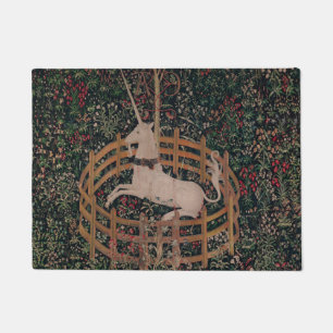 Unicorn Hunt Medieval Art - Unicorn Rests in Garde Doormat