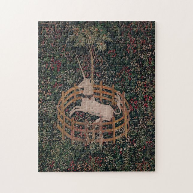 Unicorn Hunt Medieval Art - Unicorn Rests in Garde Jigsaw Puzzle (Vertical)