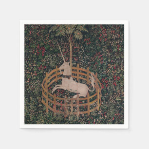 Unicorn Hunt Medieval Art - Unicorn Rests in Garde Napkin