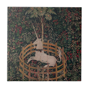 Unicorn Hunt Medieval Art - Unicorn Rests in Garde Tile