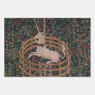 Unicorn Hunt Medieval Art - Unicorn Rests in Garde Wrapping Paper Sheet