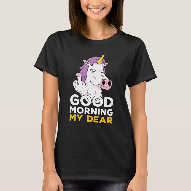 Unicorn I Hello Monday Sayings I Good Morning T-Shirt (Front)