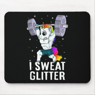 Unicorn I Sweat Glitter Funny Gym Workout Men Wome Mouse Pad