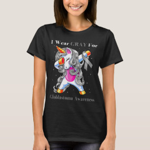 Unicorn I Wear Grey For Glioblastoma Awareness T-Shirt
