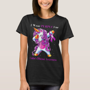 Unicorn I Wear Purple For Crohn's Disease Awarenes T-Shirt