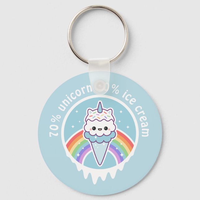 Unicorn Ice Cream Cone Keychain (Front)