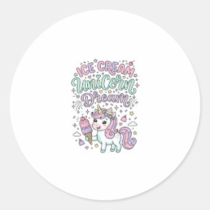 Unicorn Ice Cream Unicorn Dream Cute Pastel Produc Classic Round Sticker