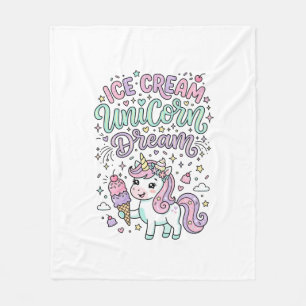 Unicorn Ice Cream Unicorn Dream Cute Pastel Produc Fleece Blanket