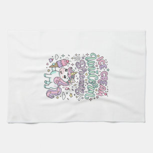 Unicorn Ice Cream Unicorn Dream Cute Pastel Produc Kitchen Towel