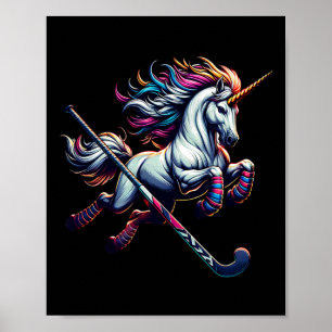Unicorn Ice Hockey Player Rainbow Fantasy Rink Poster
