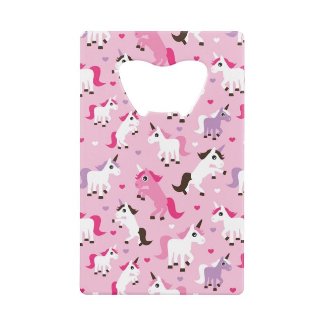 unicorn illustration kids background credit card bottle opener (Front)