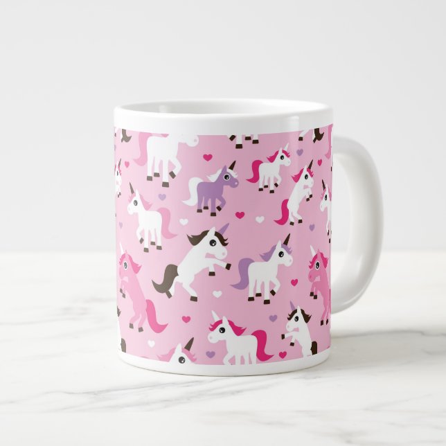 unicorn illustration kids background large coffee mug (Front Right)