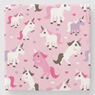 unicorn illustration kids background stone coaster