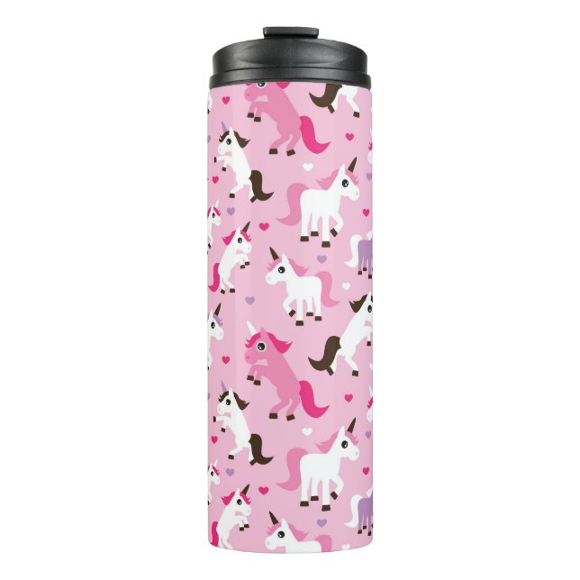 unicorn illustration kids background thermal tumbler (Front)