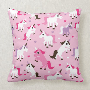 unicorn illustration kids background throw pillow
