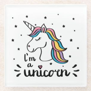 Unicorn   I'm A Unicorn Glass Coaster
