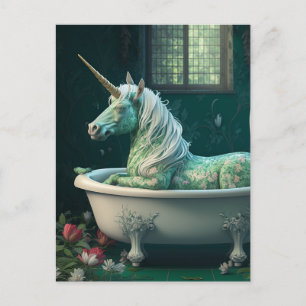 Unicorn in a Bathtub Postcard