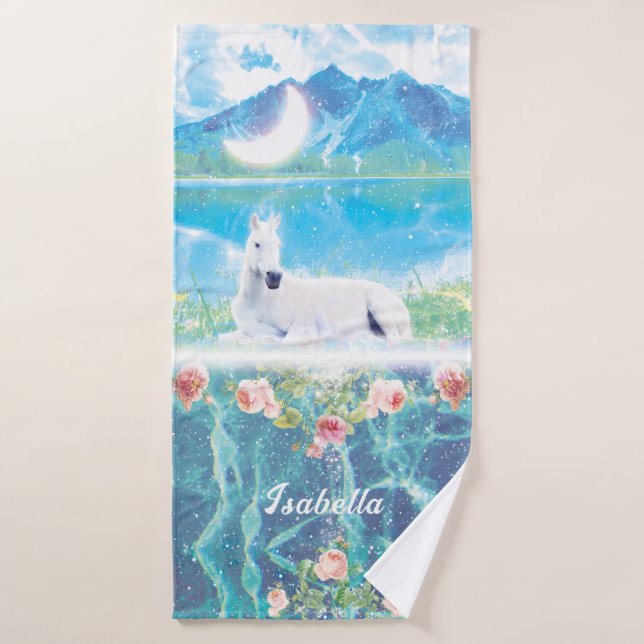 Unicorn in a paradise dream Personalized Bath Towel (Bath Towel)