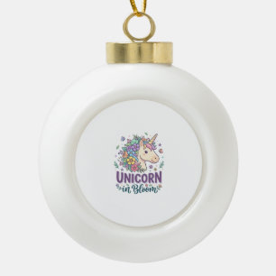 Unicorn in Bloom Bold Typography Print on Demand D Ceramic Ball Christmas Ornament