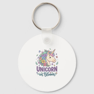 Unicorn in Bloom Bold Typography Print on Demand D Keychain