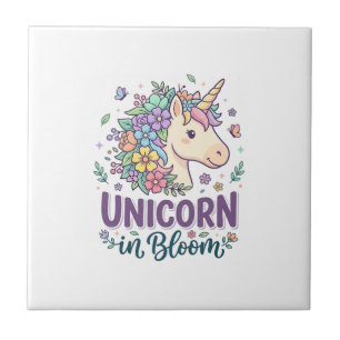 Unicorn in Bloom Bold Typography Print on Demand D Tile