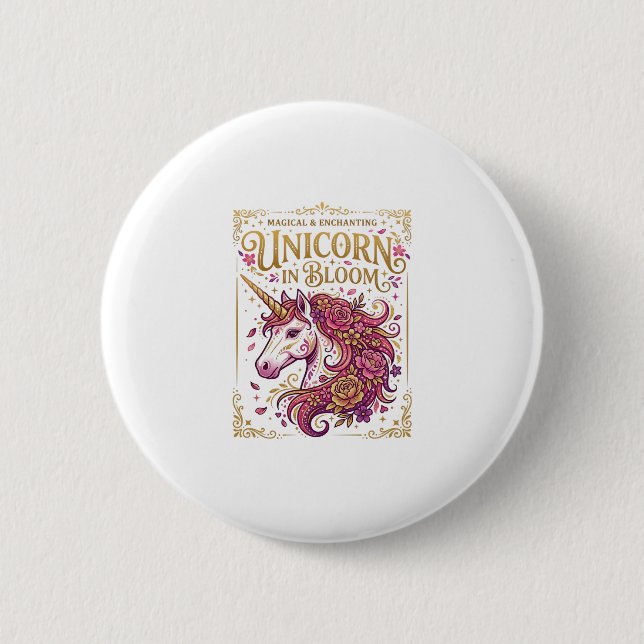 Unicorn in Bloom Stylish Zazzle Design_1 2 Inch Round Button (Front)
