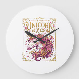 Unicorn in Bloom Stylish Zazzle Design_1 Large Clock